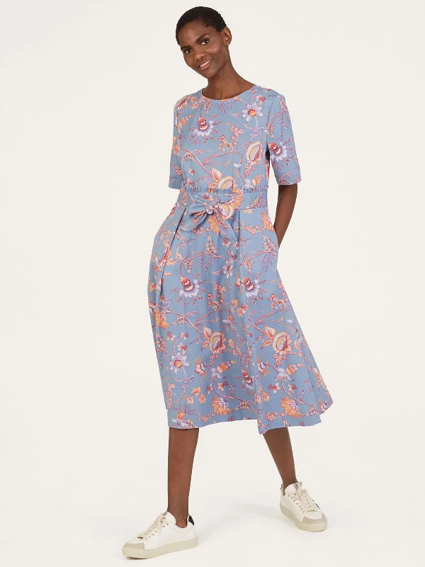 Meadow Tencel™ Floral Tie Waist Dress - Denim Blue