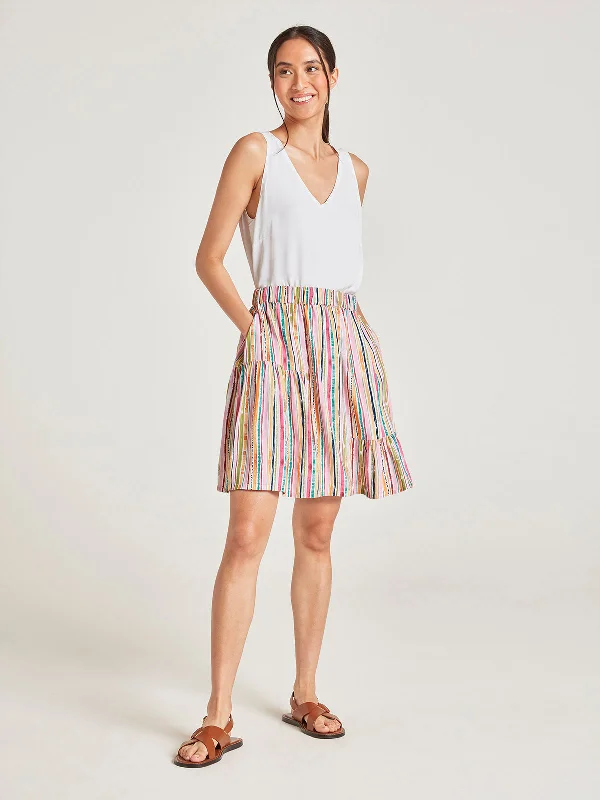 Melinoe Lenzing™ Ecovero™ Striped Mini Skirt - Multi