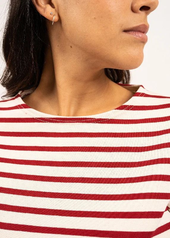 MERIDAME II - Authentic Breton Shirt | Heavyweight Cotton | Women Fit (ECRU / MAROON)