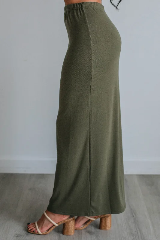 Nicki Maxi Skirt - Olive