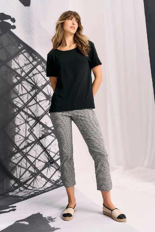 Texture Print Pant - Black White Geo