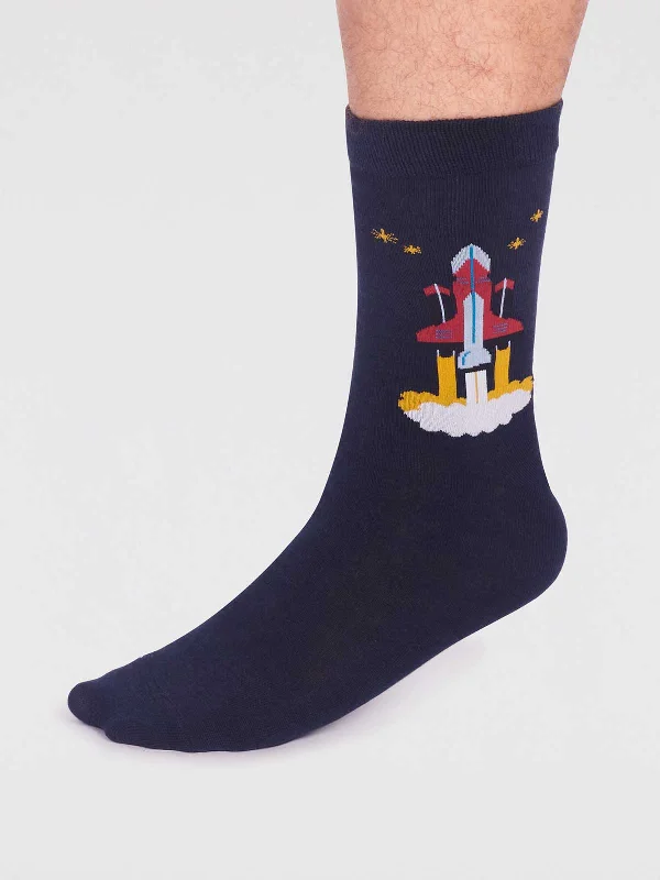 Onyx Organic Cotton Rocket Socks - Navy