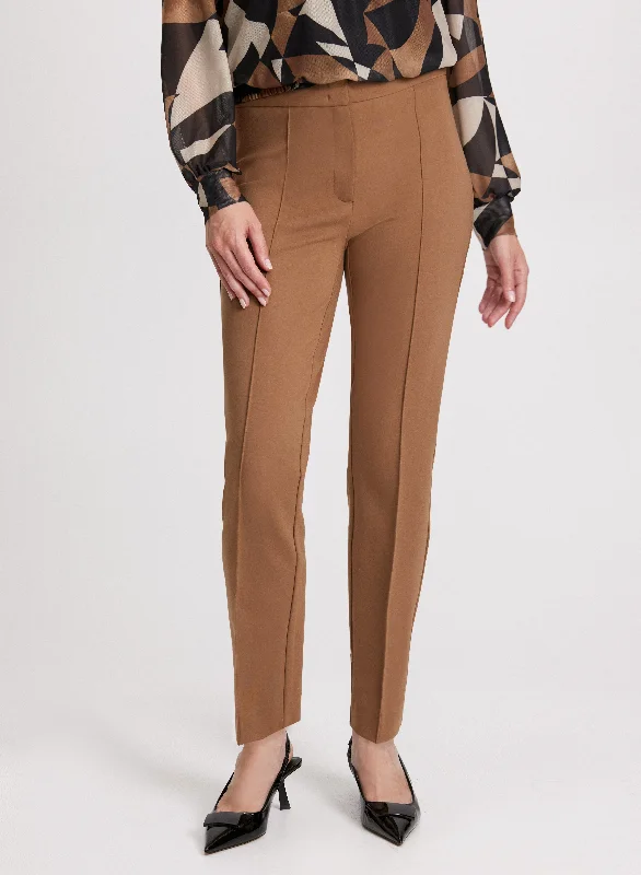 Pintuck Detail Slim-Leg Pants