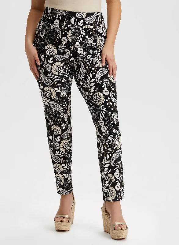 Pull-On Paisley Print Pants