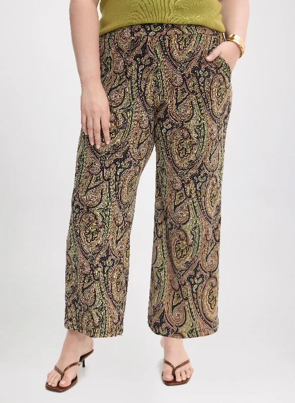 Pull-On Paisley Print Pants