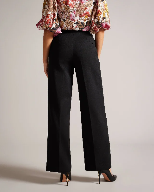 Riyann Wide Leg Seam Detail Trousers Black