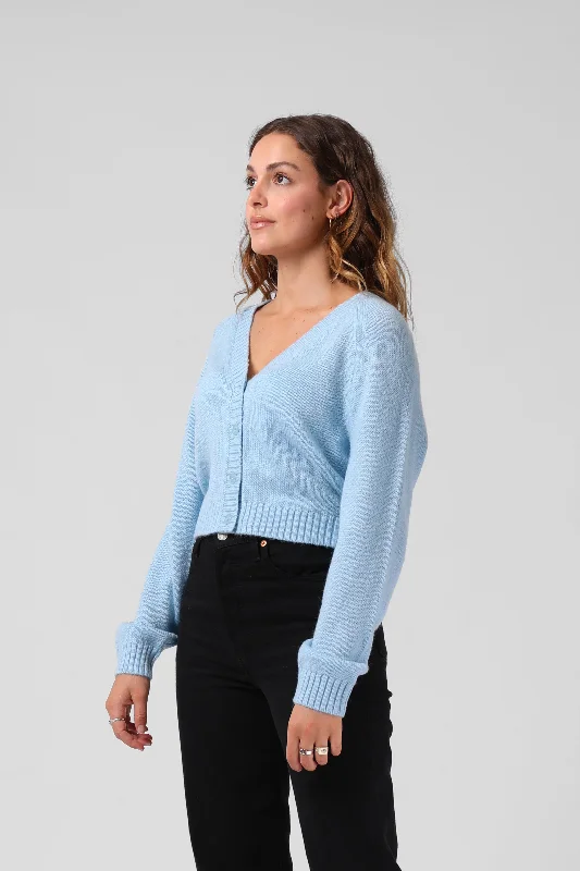 RPM Cropped Cardigan Sky Blue