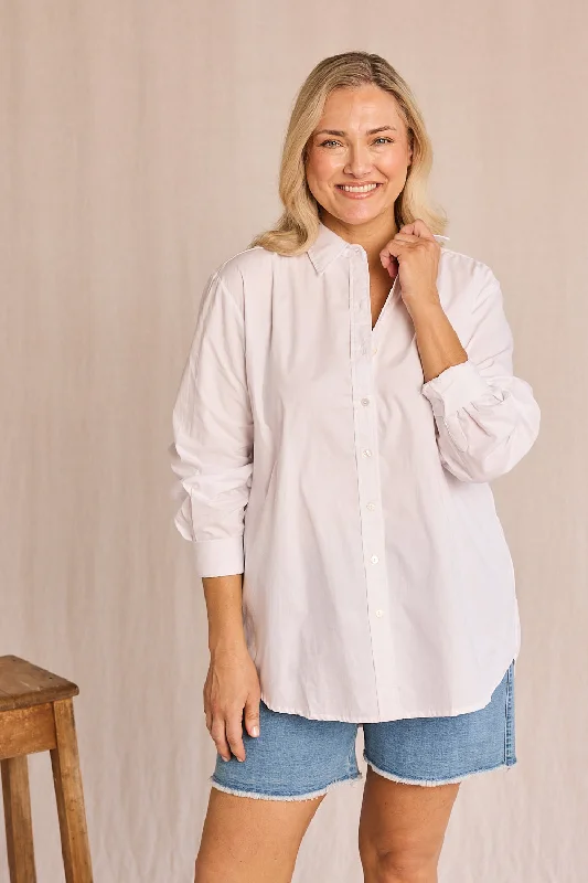 Sam Cotton Poplin Shirt in White