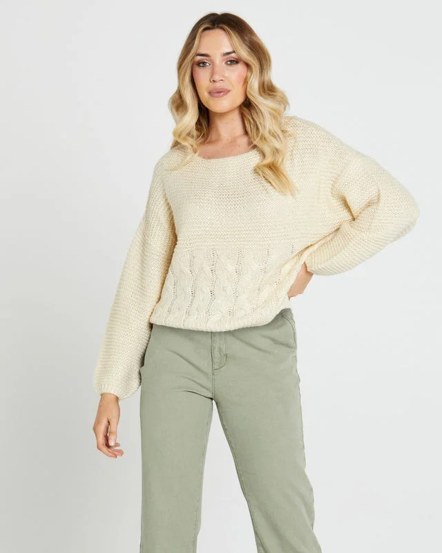 Sass Erin Cable Knit Jumper Cream