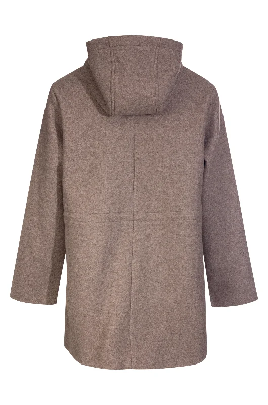 Short Coat with zip front & hood | Taupe Marle | 8024ZZ