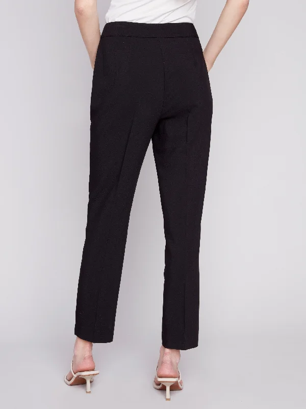 Side Slit Tapered Pants - Black