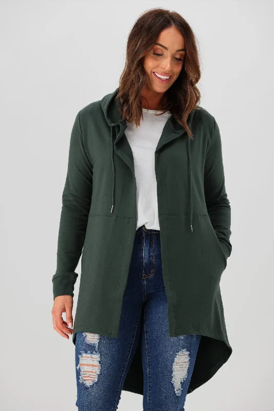 Silent Theory Ashleigh Hooded Cardigan Bottle Green