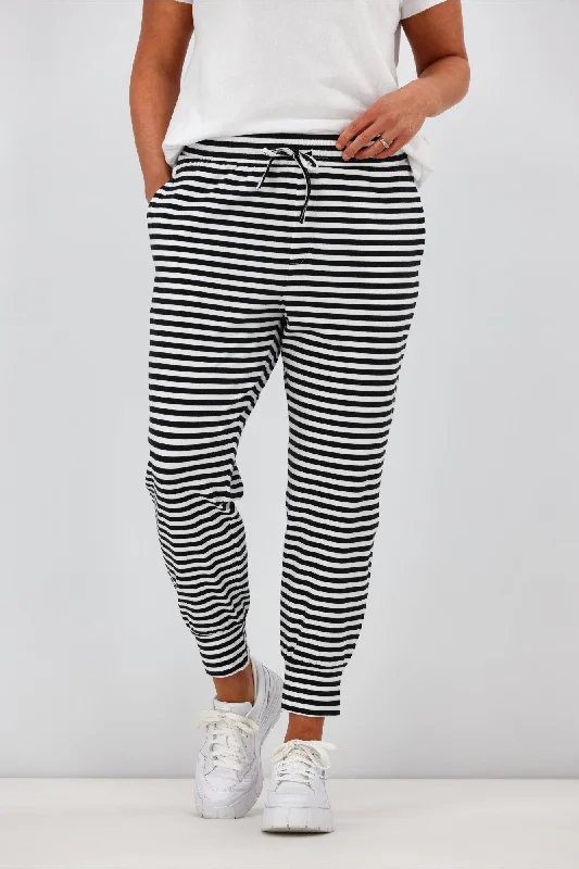 Silent Theory Falling Brick Stripe Pant Black White Stripe