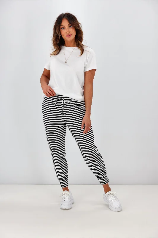 Silent Theory Falling Brick Stripe Pant Black White Stripe