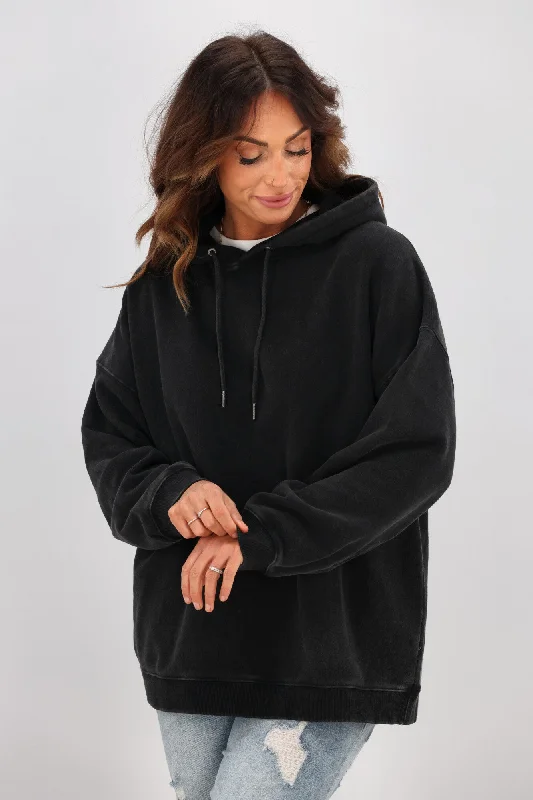 Silent Theory Oversized Hoody Washed Black