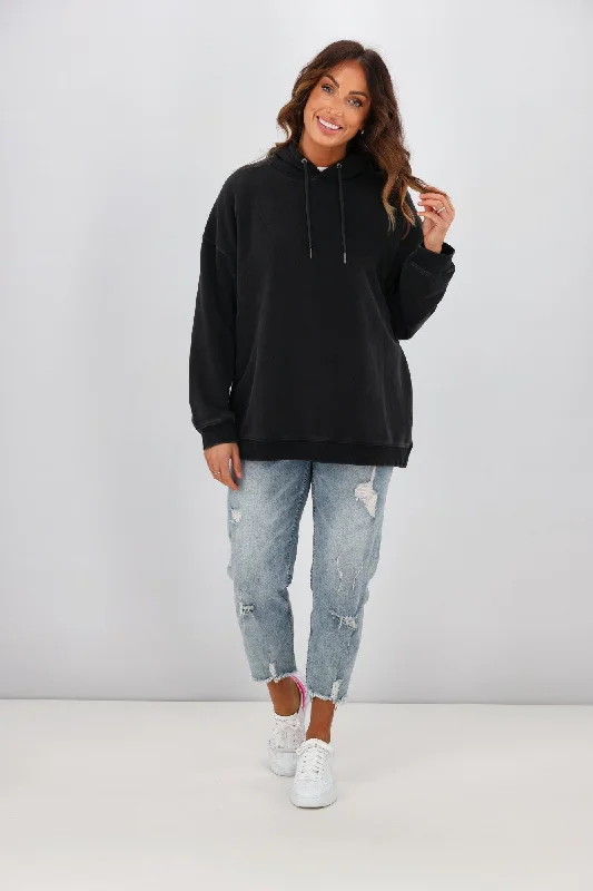 Silent Theory Oversized Hoody Washed Black