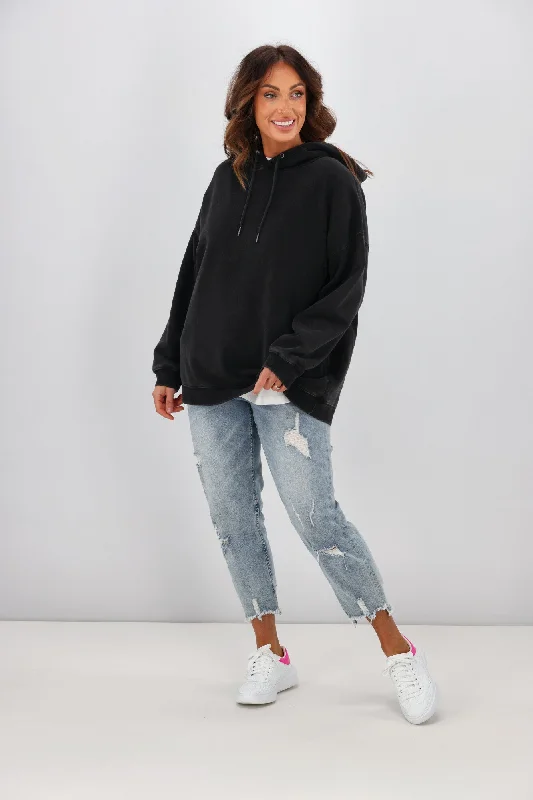 Silent Theory Oversized Hoody Washed Black