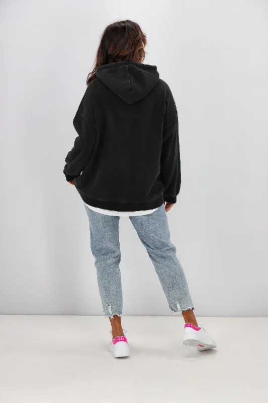 Silent Theory Oversized Hoody Washed Black