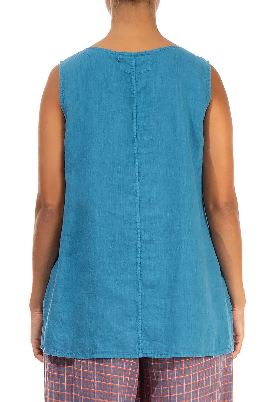 Sleeveless Denim Linen Top