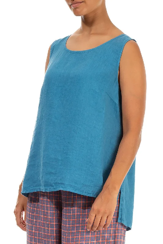 Sleeveless Denim Linen Top