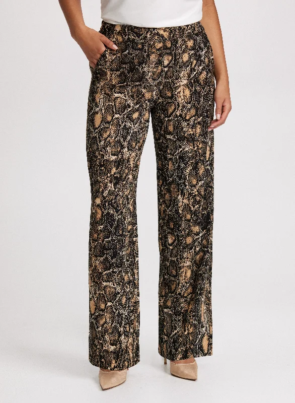 Snake Print Wide Leg Pants