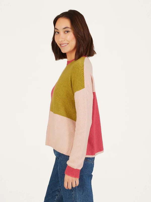 Stef Organic Cotton Fluffy Colour Block Jumper - Multi