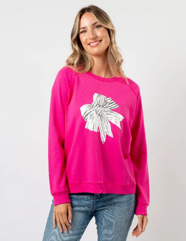 Stella + Gemma Classic Sweater Bow Neon Pink