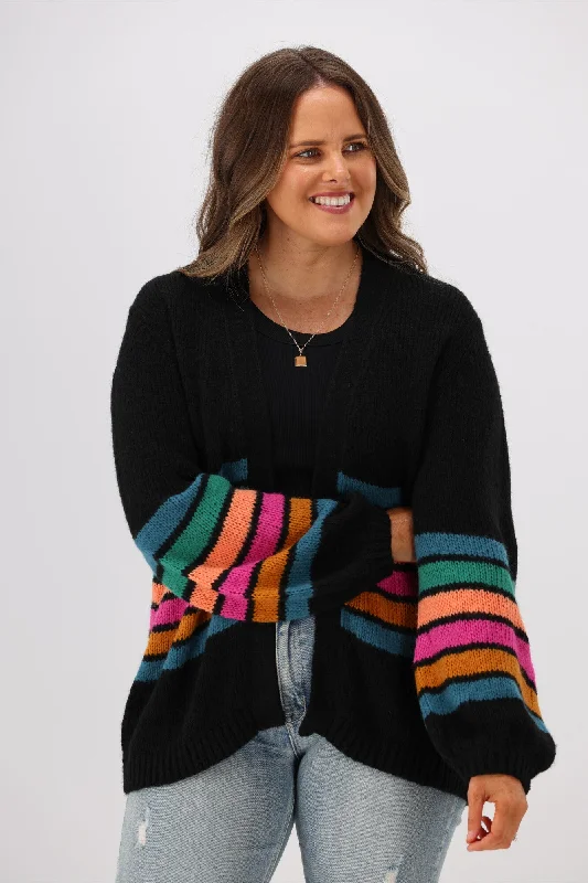 Sugarhill Brighton Yvette Cardigan Block Stripes Black