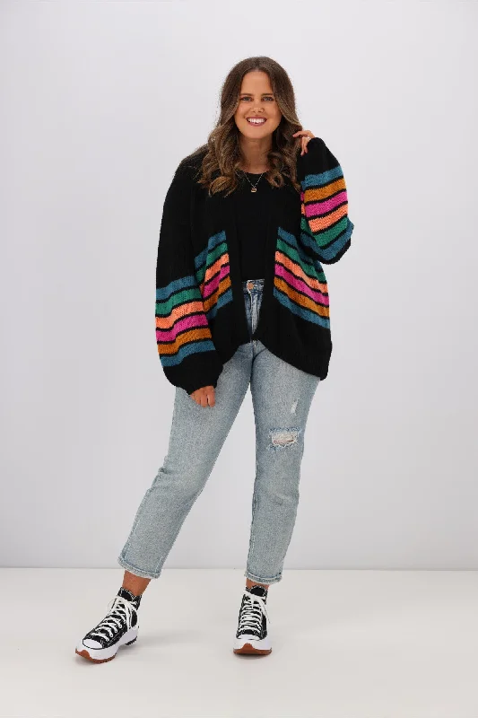 Sugarhill Brighton Yvette Cardigan Block Stripes Black