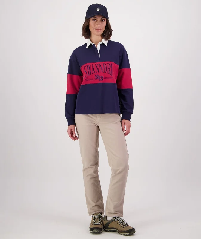 Swanndri Rutherford LS Rugby Sweater Navy Merlot