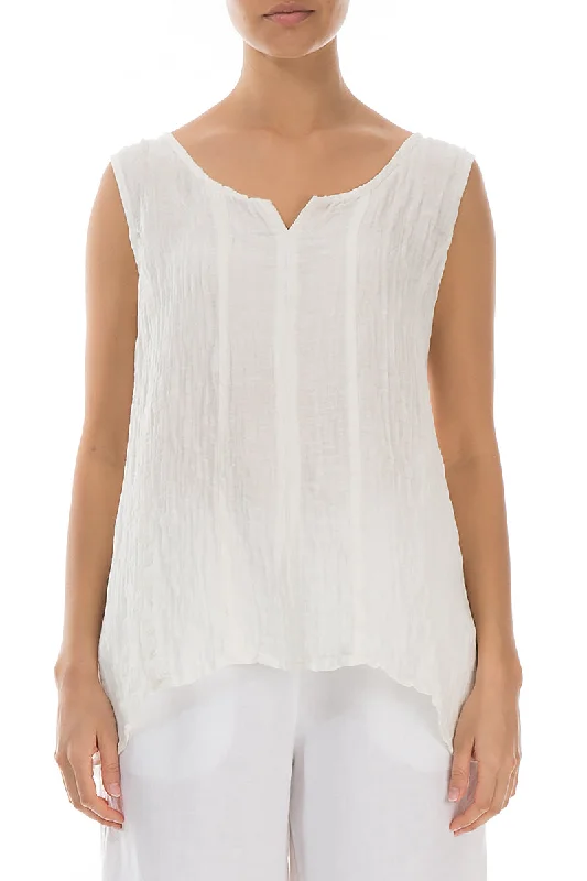 Sweetheart Neck Crinkled White Silk Top