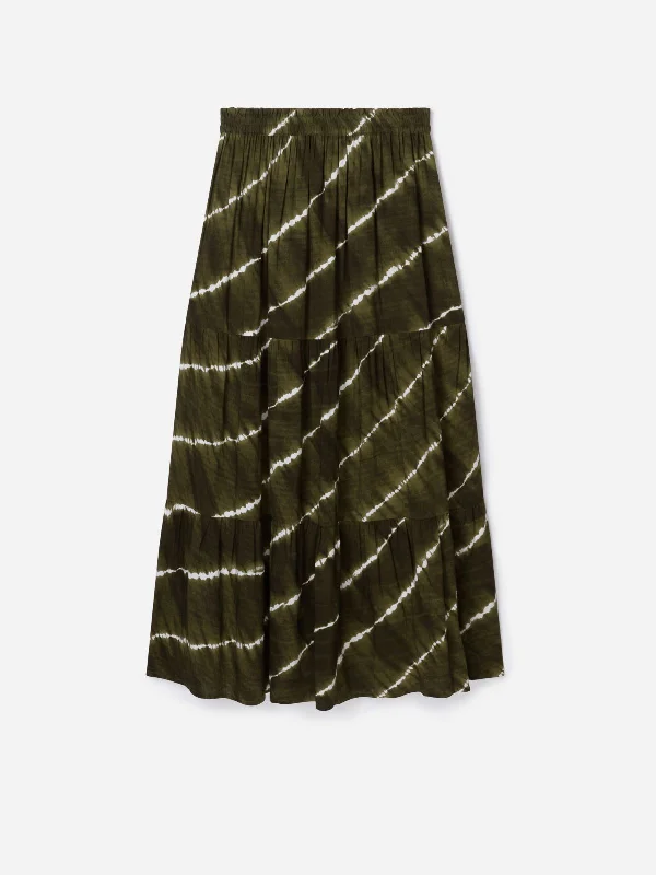 Tie Dye Lenzing™ Ecovero™ Maxi Skirt - Dark Green