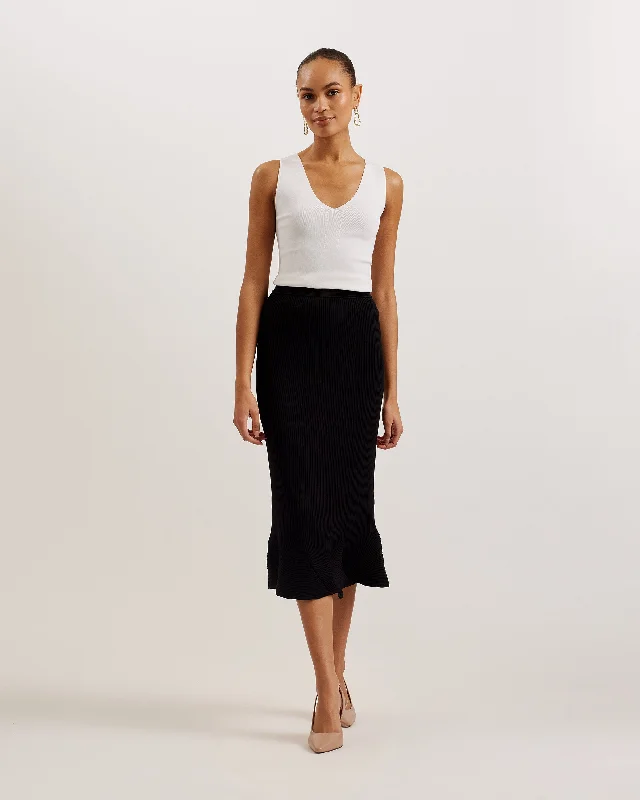 Velenaa Rib Engineered Knit Skirt Black