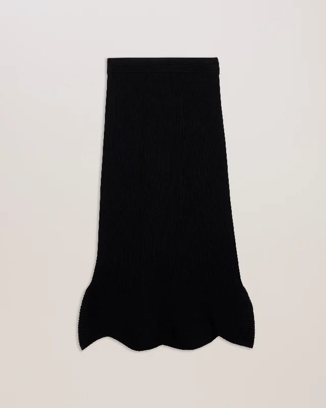 Velenaa Rib Engineered Knit Skirt Black