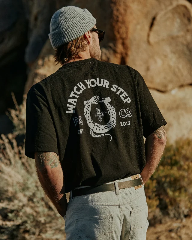 Watch Your Step T-Shirt - Washed Black