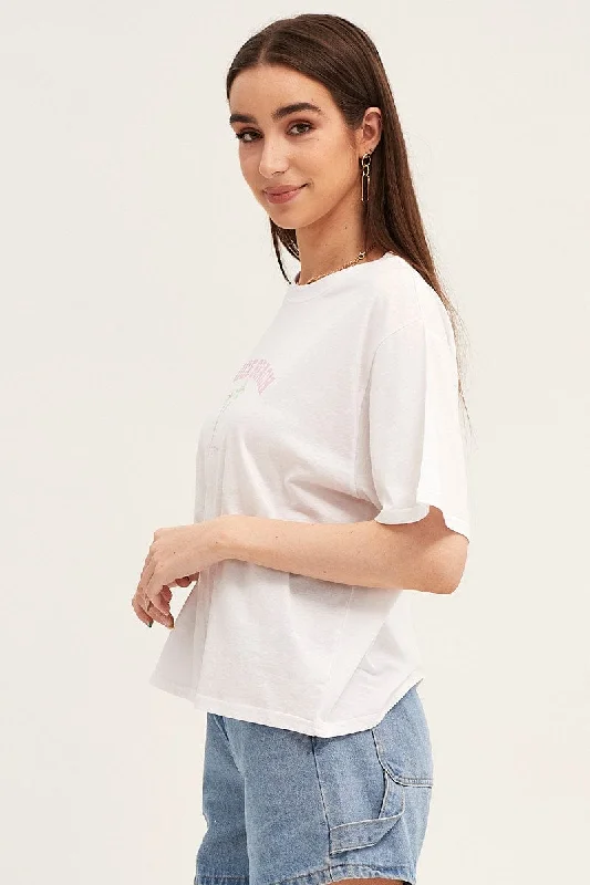 White Embroidered Tee