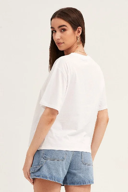 White Embroidered Tee