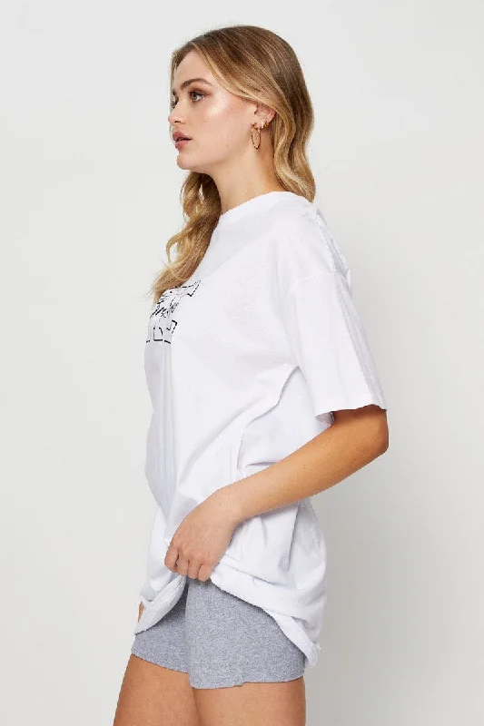 White Graphic T Shirt Short Sleeve