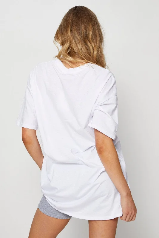 White Graphic T Shirt Short Sleeve