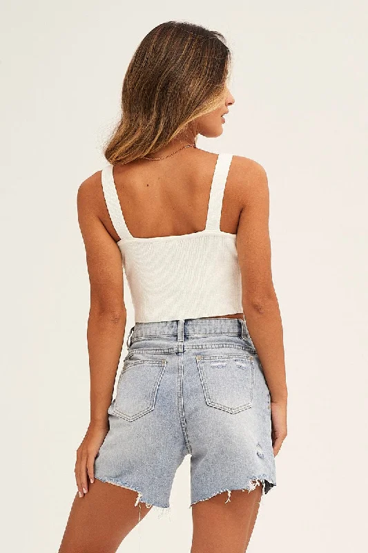 White Tank Top Sleeveless Knit