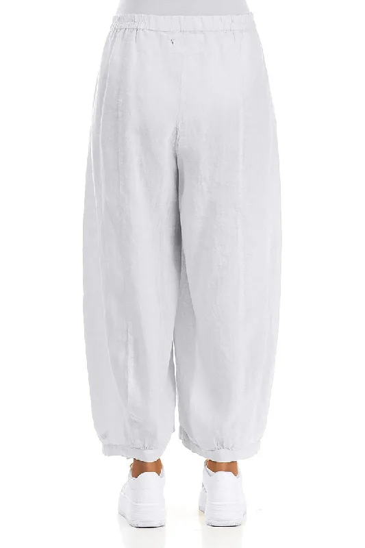 Wide Taper White Linen Trousers