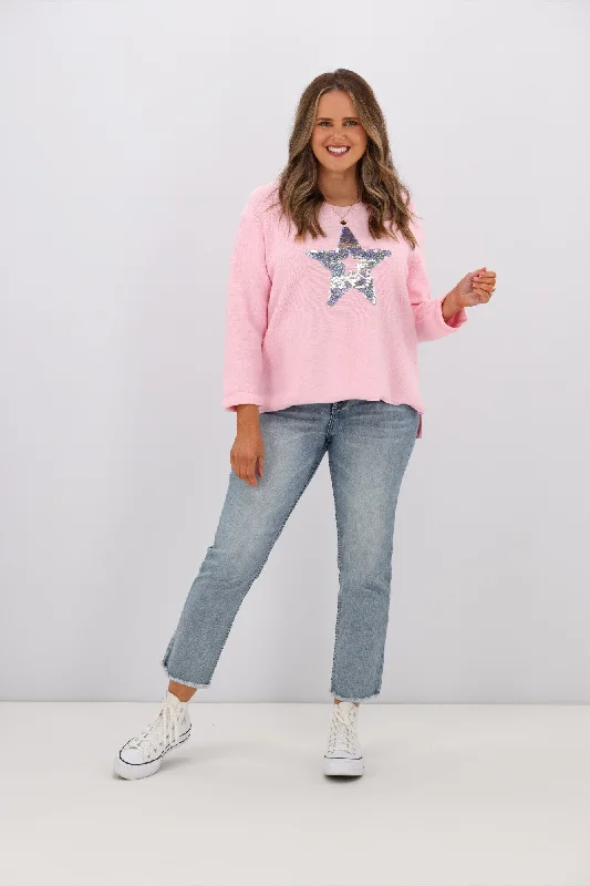 Willow & Tree Wren Star Sequin Knit Jumper Baby Pink