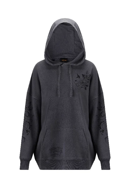 Womens Love Eternal Graphic Relaxed Hoodie - Grey