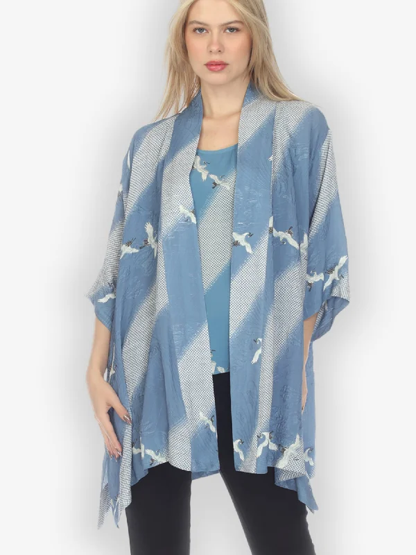 Shibori Flying Crane Silk Kimono