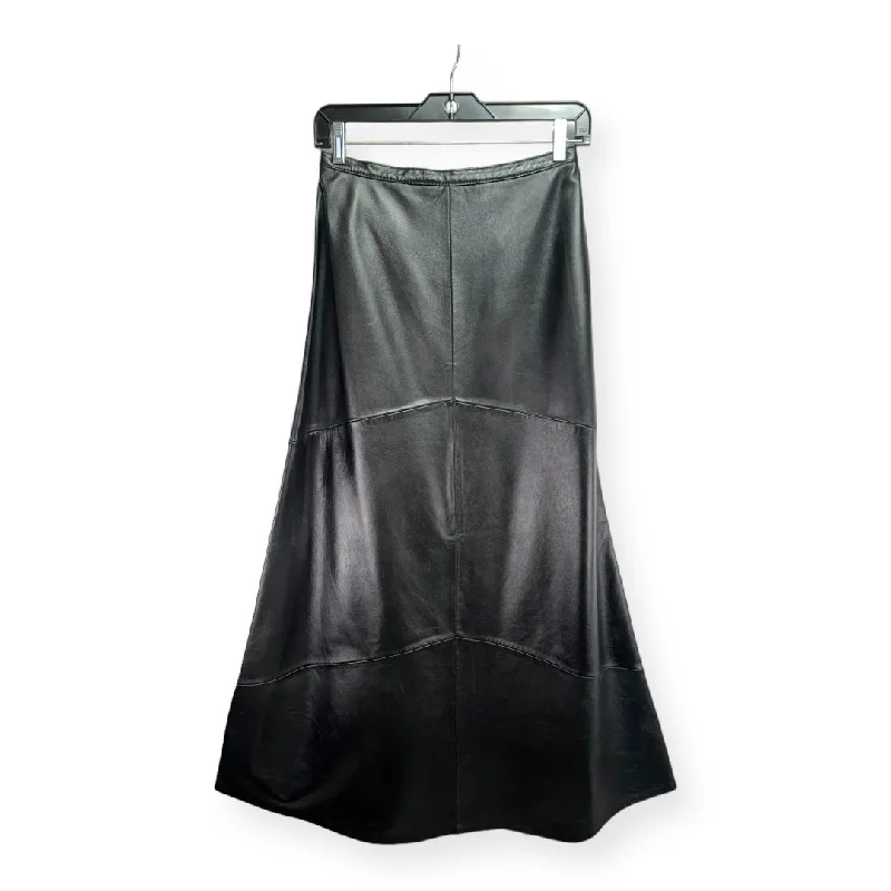 100% Lamb Leather Skirt Maxi By Clothes By Revue In Black, Size: 4