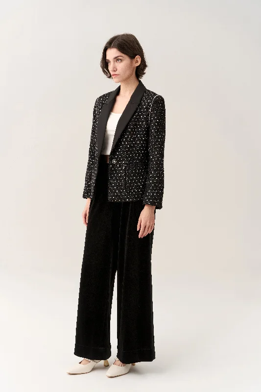 Sequin-and-pearl Embellished Peak Lapel Jacket