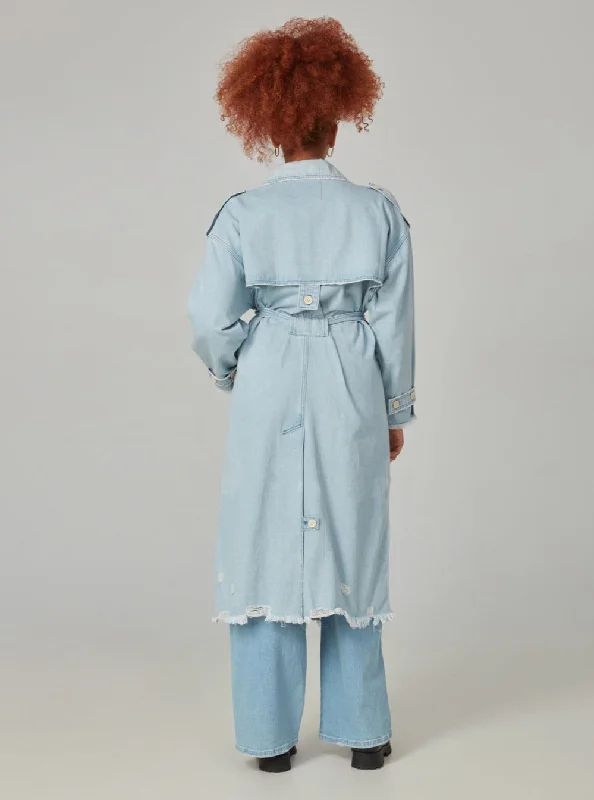 AVERY-BO Trench Coat - Blue Opal