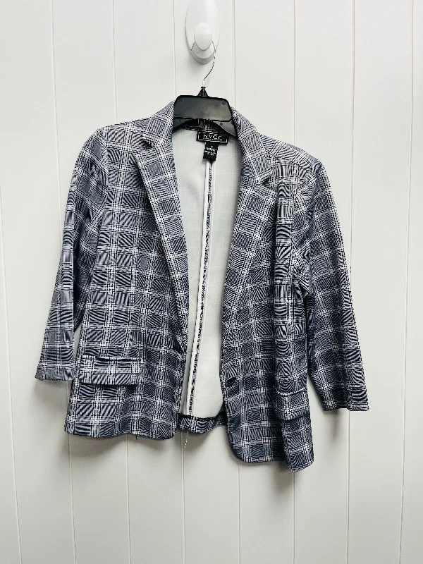 Blazer By Clothes Mentor In Blue & White, Size: M