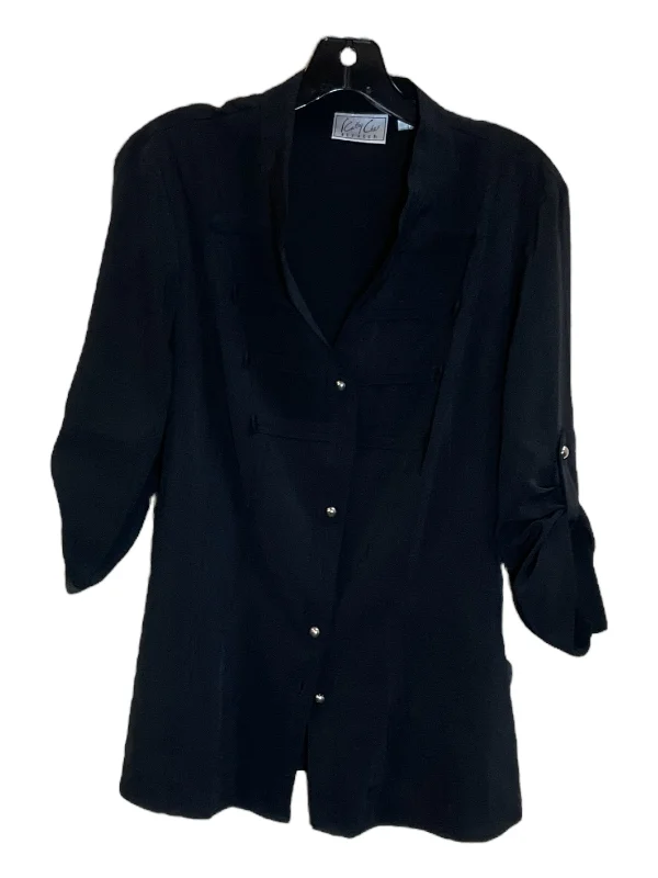 Blouse 3/4 Sleeve By Clothes Mentor In Black, Size: L