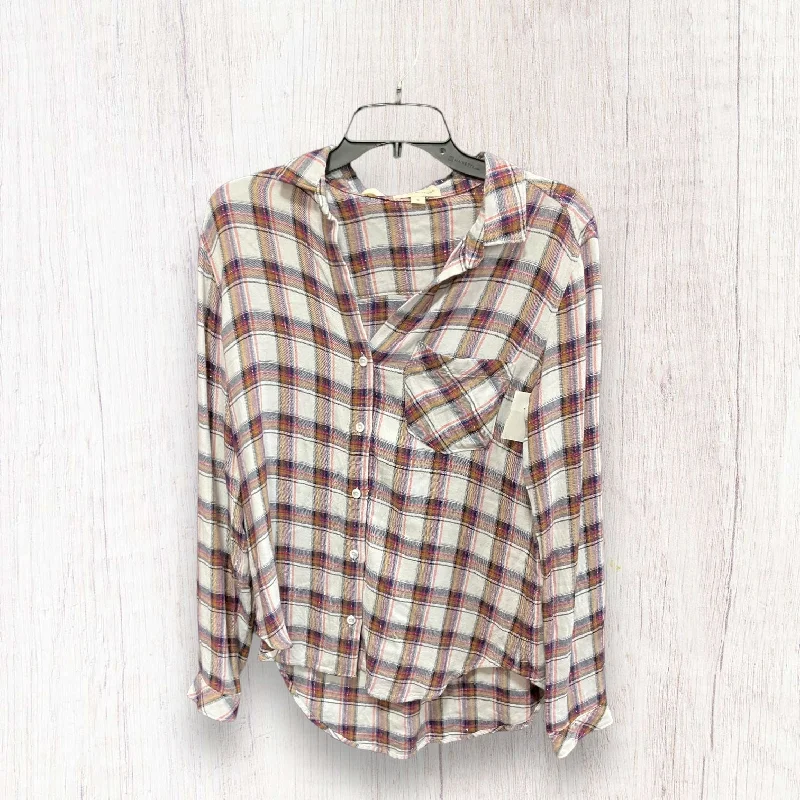 Blouse Long Sleeve By Cloth & Stone In Plaid Pattern, Size: S